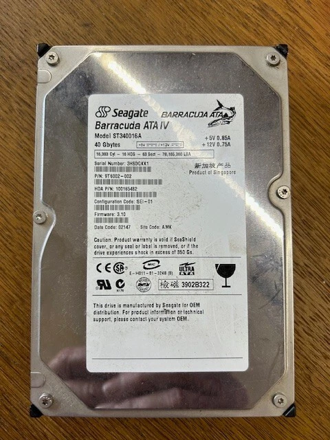 Seagate ST340016A 9T6002-002 Barracuda ATA IV 40GB 3.5" IDE Desktop HDD - Image 1 of 1
