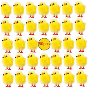 60PCS Mini Easter Chicks Yellow Easter Decoration Toy Spring Home Garden Decor