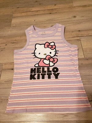 Hello Kitty Women’s Stripe Graphic Tank Top Cami Size L Sanrio Multicolor Rare - Image 1 of 4