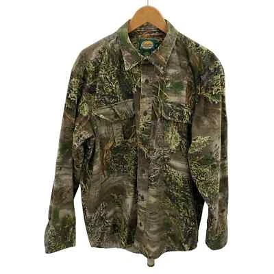 Cabela's Button Front Hunting Camo Shirt Mens Large Green Brown Cotton Polyester - Image 1 of 4
