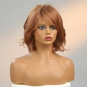 Human Hair Wigs Short Wave Bob With Bangs Brazilian Hair - Picture 1 of 11