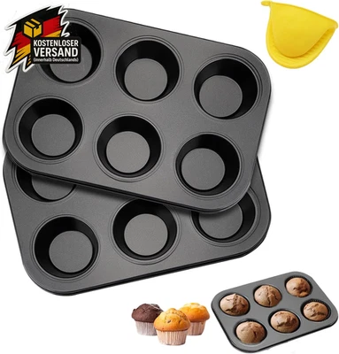 Groß Muffinform Backform Muffins Kuchen Antihaft 2 Stück - Bild 1 von 4