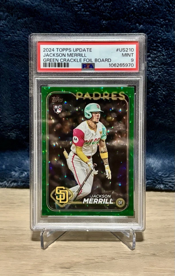 2024 Topps Update- Jackson Merrill RC #US210 Green Crackle Foilboard /499 PSA 9 - Image 1 of 4