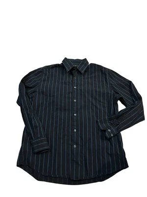Men’s Axist Blue Striped Black Dress Shirt Large Modern Fit Long Sleeve - Image 1 of 3