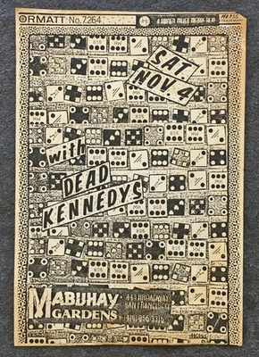 1978 Flyer Dead Kennedys Mabuhay Gardens SF Fab Mab Punk Rock Handbill - Image 1 of 4