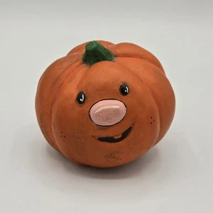 Vtg Hand Painted Ceramic Pumpkin JACK-O-LANTERN Cute Country Style Vintage - Picture 1 of 7