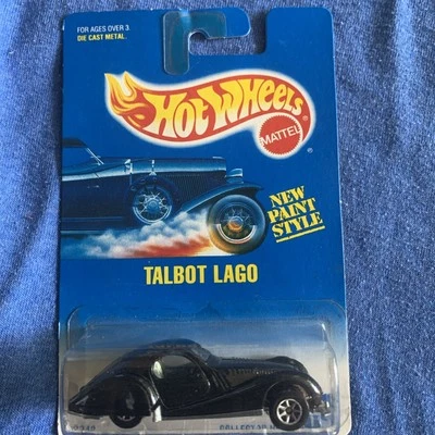 Hot Wheels 1992 Blue Card #250 Talbot Lago Black w/Chrome 7 Spoke Wheels (B52) - Image 1 of 4