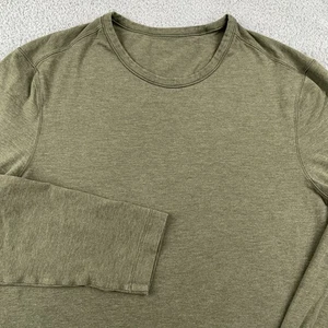 Lululemon Shirt Mens Medium Green Long Sleeve Crew Pullover Lightweight Athletic - Picture 1 of 9