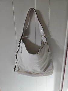 Michael Kors Bedford Hobo-Schultertasche mit Gürtel Weiß Kiesel-Leder - Bild 1 von 9