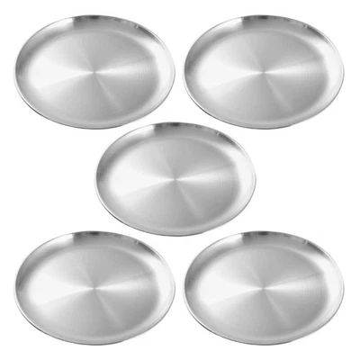  5 Pcs Lastra Acciaio Inox Vassoio Per Alimenti Piatto Rotondo Di Pollo - Immagine 1 di 4