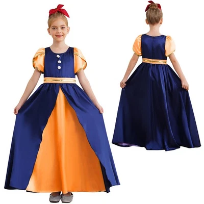 Girl Puff Sleeve Color Block Patchwork Maxi Dress Vintage Regency Victorian Club - Image 1 of 2