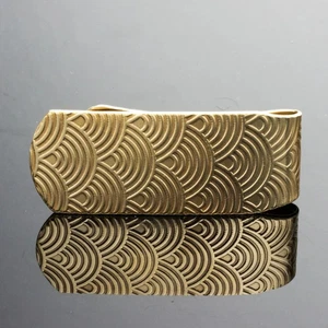 Art Deco Scallops 18K Yellow Gold Over Superb Money Clip For Unisex/Men/Women 1P - Picture 1 of 6