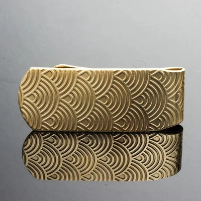 Art Deco Scallops 18K Yellow Gold Over Superb Money Clip For Unisex/Men/Women 1P - Image 1 of 4