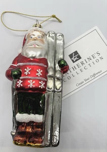 Christmas Ornament Katherine's Collection Santa with Snow Skis 6" - Picture 1 of 3