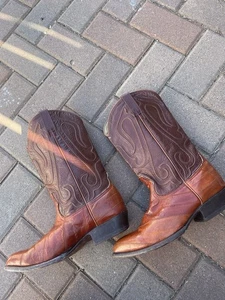 LOS ALTOS MENS COGNAC GENUINE EEL WESTERN COWBOY BOOTS SIZE 8.5 - Picture 1 of 13