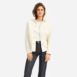 EVERLANE Denim Chore Jacket Bone Pockets Cream Off-White Outdoors X-Small - Picture 1 of 15
