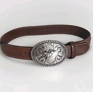 Nocona Brown Leather Western Belt Rodeo Buckle Child Size 26 - Picture 1 of 16