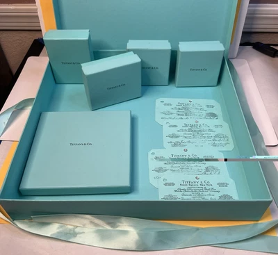 6 BOX LOT Authentic TIFFANY & CO Packaging + 4 RARE Replica Vintage Gift Tags - Image 1 of 4