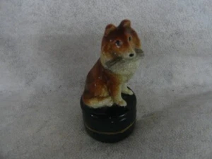Takahashi Hund Schmuckschatulle Lassie Collie Crackled Porzellan grün Zeitung Japan - Bild 1 von 7