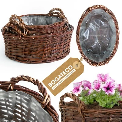 Blumentopf aus Korbgeflecht | Handgefertigter Blumentopf-Übertopf aus Weide Oval - Bild 1 von 4