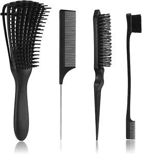 Detangling Brush with Hair Styling Comb Set, Hair Brushes Women Men Kids Curly H - Picture 1 of 7