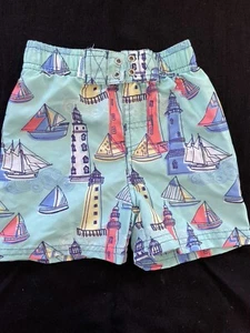 Ruggedbutts Light the Way Lighthouse Sailboats Swim Shorts-12-18Mos - Picture 1 of 5