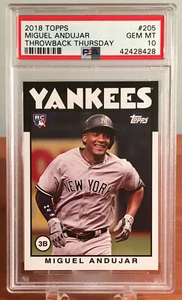 2018 Topps Throwback Thursday Miguel Andujar RC Rookie #205 PR /1371 PSA 10  - Bild 1 von 2