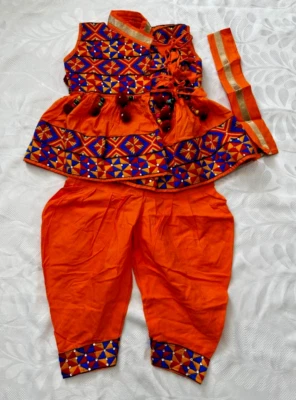 Navratri Kids Boys Traditional Ethnic  3pc angrakha kurta Kediya Set Red 1-5 yr - Image 1 of 4