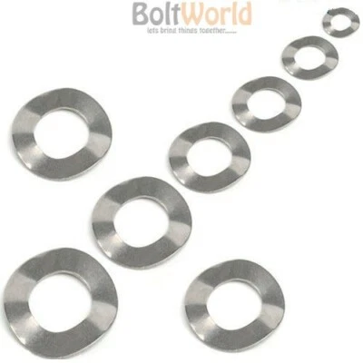 BOLT WORLD M1.6 M2 M3 M4 M5 M6 M8 M10 M12 M16 M20 A2 STAINLESS STEEL WAVE CRINKLE WASHERS