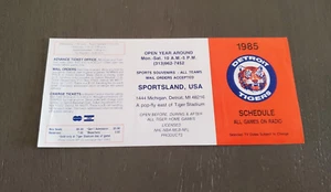 Vintage 1985 MLB Detroit Tigers Pocket Schedule Sportsland - Picture 1 of 2