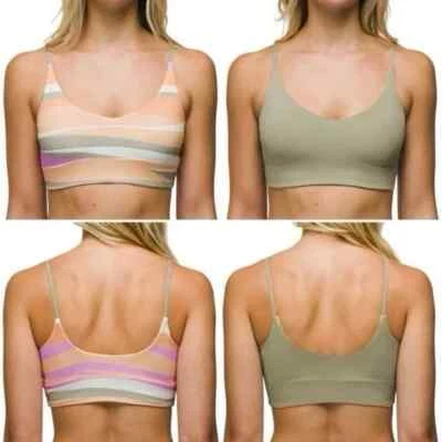 Prana NUEVO M Verde Rosa Ondas Sauce Caídas Bralette Reversible Bikini Top de Natación Foto 1 de 4