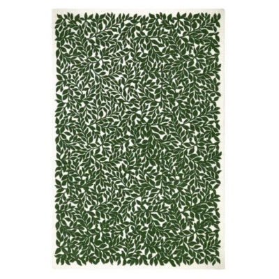Green Leafy Handmade Tufted Rug Wool Rug - Image 1 of 4