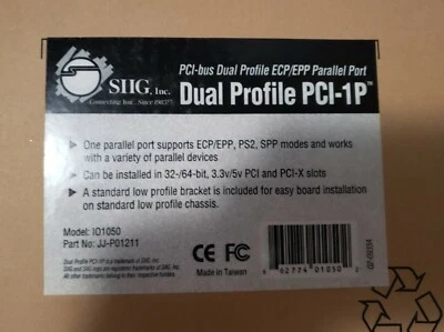 (1) SIIG Inc PCI-bus ECP/EPP Parallel I/O Card Dual Profile PCI-1P JJ-P01211 - Image 1 of 2