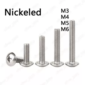 Nickeled Steel Phillips Cross Recessed Truss Head Machine Screws M3 M4 M5 M6 - Picture 1 of 5