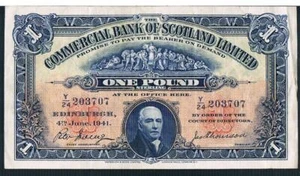 BILLETE COMERCIAL BANCO DE ESCOCESA 1 S331b 04.06.1941 PBV - Imagen 1 de 2