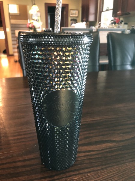 STARBUCKS ZEBRA VENTI 24 oz COLD CUP CLEAR YELLOW GRAY BLACK W STRAW Photo Related