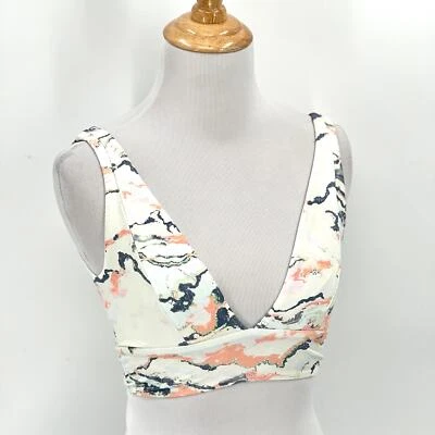 Top de bikini MAAJI Sunray Catcher triángulo para mujer pequeño gris con cordones estampado de mármol Foto 1 de 4