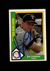 Jim Lindeman Toledo Mud Hens 1990 CMC authentic autographed card