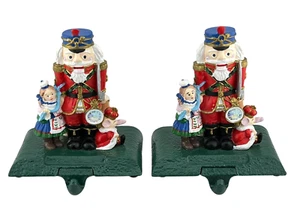 Pair of Giny Inc Cast Iron Nutcracker Stocking Holders Hangers Christmas - Picture 1 of 8