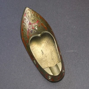Messing Schuh Patina rot Emaille Vintage Naher Osten Mini Aschenbecher Indien 3,5" - Bild 1 von 14