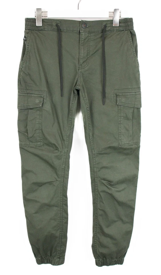 C&A Tapered Pantalones Hombre W32/L32 Pantalones Cintura Elástica Verde Oscuro - Imagen 1 de 4
