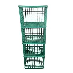 Vintage Yaffa Blocks Green Plastic Stackable Storage Bins Crate Shelf Set of 4 - Picture 1 of 12