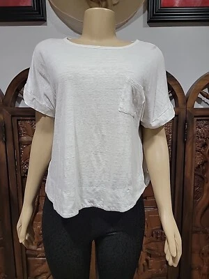 WRAP London Boxy Tee Size US 8/ UK 12 White Women's Top Linen Short Sleeve #C - Image 1 of 4