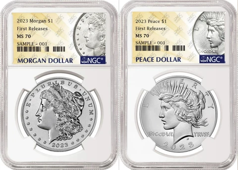 2 coin set 2023 morgan and peace silver dollar ngc ms 70 first releases pre-sale Cover