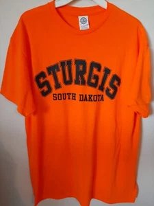 Sturgis South Dakota Motorcycle Rally Basic Logo Orange Tee Men's Large--NWOT - Picture 1 of 3