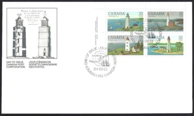 Canada  #1035a ULpb   "CANADIAN LIGHTHOUSES"     Brand New 1984 Ofdc Block Issue - Image 1 of 2