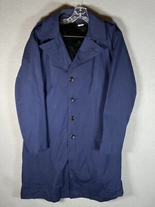 US Military Raincoat Blue Vtg Navy Blue Size 40 Long Button Up Trench Coat - Picture 1 of 12