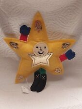 INCREDIBLE  5 " TALL FABRIC "TOP OF THE TREE" STAR W HANDS & FEET MULTI-COLORED 