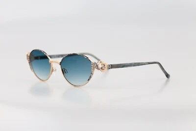 Gafas de sol Diva 5079 2, vintage victorianas años 90 azul y dorado ojo de gato pequeñas nuevas de stock Foto 1 de 4