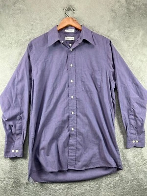 Van Heusen Mens 32 Purple Button Up Shirt Size 15.5 32/33 Long Sleeve End on End - Image 1 of 4